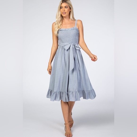BluIvy - Maternity Blue Ruffle Smocked Dress - Picture 5 of 5